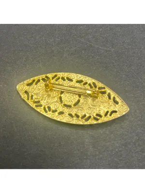 2.5" Gold Tone Evil Eye Brooch Pearl Center Filigree Vintage Style thumbnail 3