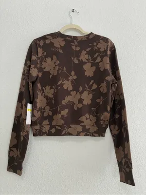 Nike Brown Floral Cropped Crewneck Sweatshirt thumbnail 4