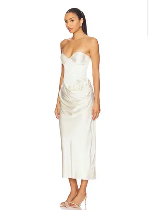 Lpa Ilaria Corset Midi Dress In Ivory thumbnail 2