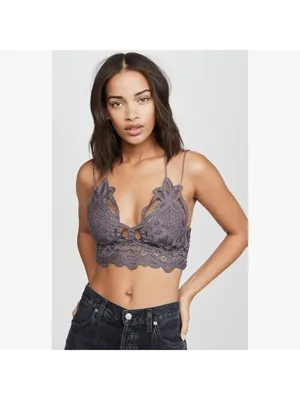 Free People Adela Bralette Dark Grey Lace Size Small NWT thumbnail 2