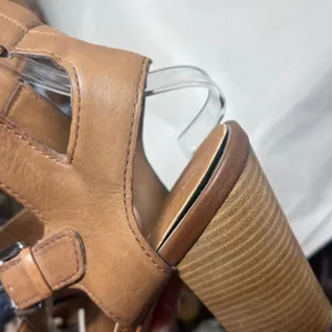Aldo Strappy Gladiator Stacked Block Heel Leather Sandals Cognac Sz 9 thumbnail 13