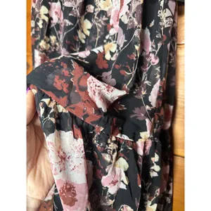 NWT Lulus In My Dreams Black and Pink Floral Print Midi Dress Tiered Cruise Sz S thumbnail 4