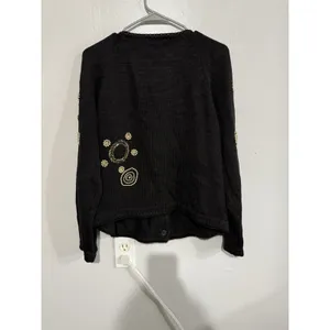 Vintage 90's VICTORIA HARBOUR Black & Gold Beaded Knit Cardigan Size S NEW YEAR thumbnail 4