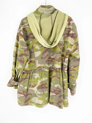 Free People Nocturne Camo Parka Jacket Women's Size S Green Utility Grunge thumbnail 3