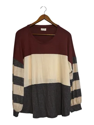 Maurices White Maroon Gray Colorblock Long Sleeve Cozy Tee Shirt thumbnail 7