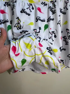 White Tennis-Print Women's Skort -‎ Playful Multi-Color Design thumbnail 2