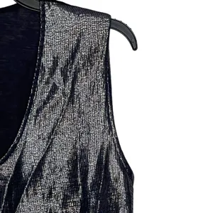 J. Crew Tank Top Size Medium Navy & Shiny Lined‎ 100% Polyester Womens thumbnail 4