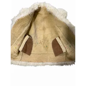 Handmade Vintage Mongolian‎ Fur Boho Suede Floral Embroidered Vest thumbnail 12