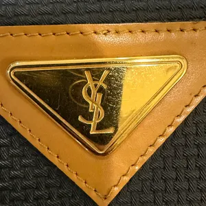 YSL Vintage Boston Weave Tote Black Canvas Leather Trim Shoulder Bag thumbnail 3