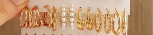 Gold 12PCS Bulk Set Hoop Earrings thumbnail 4
