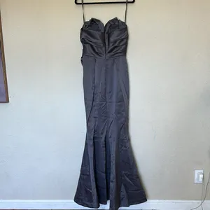 House of CB Fleur SHADOW SATIN STRAPLESS GOWN corset gray maxi dress size L NWOT thumbnail 11