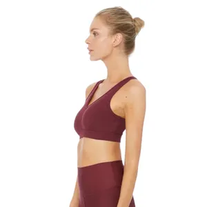 Alo Yoga Togetherness Red Cutout Back Ribbed Knit Padded Sports Bra Top Size S thumbnail 2
