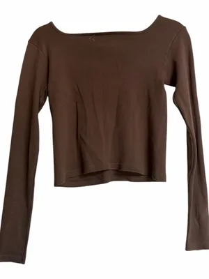 Brandy Melville Brown Ruched Long Sleeve Crop Top thumbnail 4