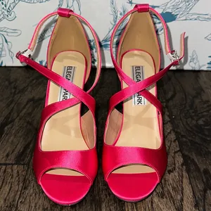 Women's Pink Satin Heels Size 10 thumbnail 1
