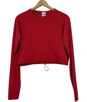 Gymshark Red Cropped‎ Long Sleeve Training Top Athletic Apparel Womens thumbnail 1