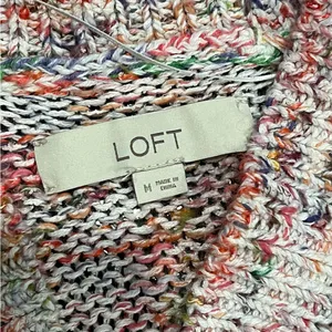 Ann Taylor Loft Woman M Multicolor Mingled Pattern Open Front Cardigan Sweater thumbnail 3