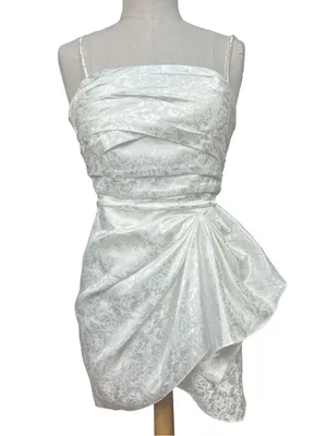 Ronny Kobo June Floral Jacquard Draped Mini Dress in White Size Small Bridal thumbnail 3
