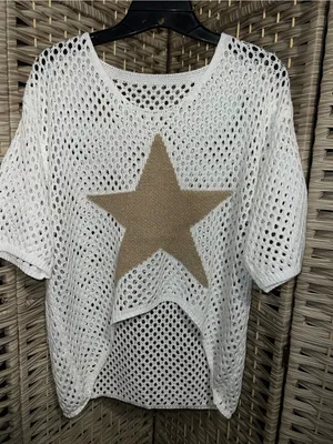 White Crochet Star Crop Top thumbnail 5