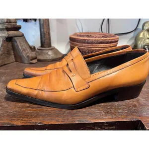 Vintage Bama German Leather Square Toe Penny Loafers Tan 8.5 thumbnail 7
