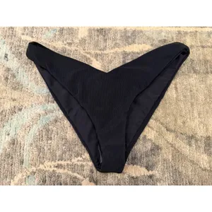 Beach Riot Phoebe High Cut Bikini Swim Bottom Black Ribbed Sz M NEW $98 thumbnail 5