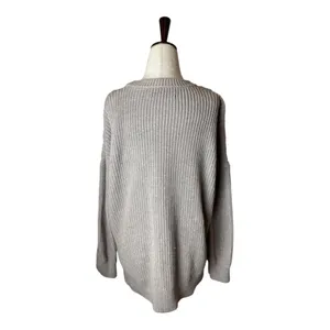 AllSaints Sweater Women XS Tan Crew Neck Cotton‎ Knit Aria Laced Short Jumper thumbnail 3