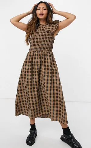ASOS Ghospell Brown Dress thumbnail 1