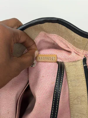 Dooney & Bourke Monogram Canvas Tote Bag Beige Black Leather Shoulder Bag thumbnail 10