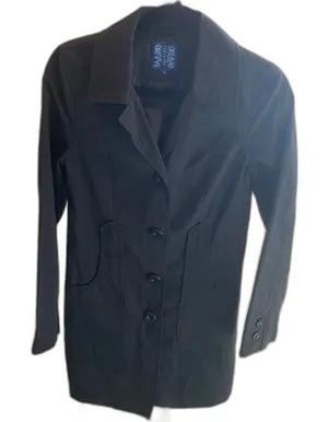 Ambition Black Collared Button Down Trench Coat Women's Size Small thumbnail 1
