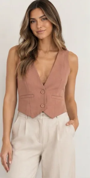 Forever 21 Dusty Rose Tailored Vest Y2K 2000s Coquette 90s Minimalist thumbnail 1
