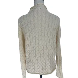 KULE The Mirabelle Cream Mock‎ Neck Cable Knit Cotton Sweater Size Medium thumbnail 12