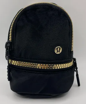 Lululemon Black Velour Nano Backpack Bag Charm with Golden accents thumbnail 1