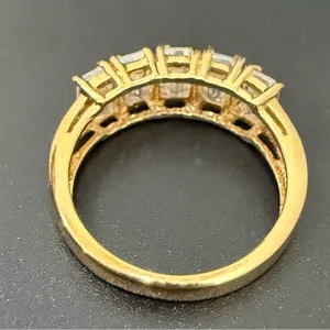 Vintage 925 Gold Over Sterling Silver Five CZ Row Band Women’s Ring Size 8 5g. thumbnail 3