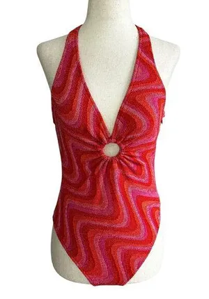 Zara Pink & Orange Bodysuit 70's Retro Groovy Women Top Size XS | 23-4 thumbnail 1