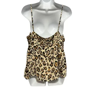 Y2K Socialite Women Babydoll Cami‎ Top L Animal Print Lingerie Lined Lace Trim thumbnail 3