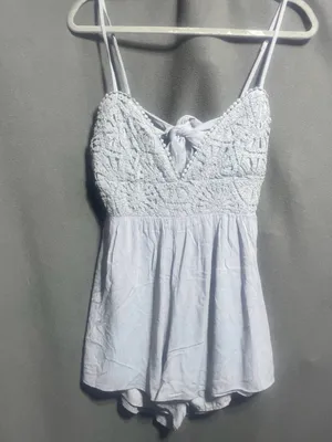 Love Tree White Lace Crochet Open Back Romper Boho Festival Size Large thumbnail 10