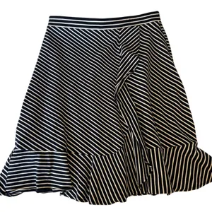 Talbots Navy White Striped Ruffle‎ Hem Midi Skirt Career Casual Women thumbnail 1