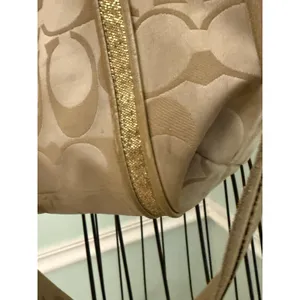 Coach Poppy Applique Gold Multi Crossbody Bag Floral Purse thumbnail 10