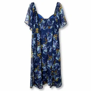 NEW Lulus Valla Navy Blue Sweet Floral Flutter Sleeve A-Line Midi Dress XXL thumbnail 8