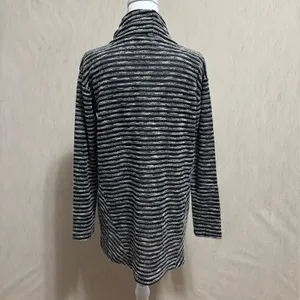 J.Jill Tunic Sweater Black White Striped Cowl Neck Lightweight Semi-Sheer Knit S thumbnail 5
