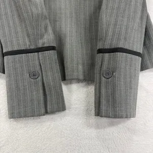 Jessica McClintock 8 Pinstripe Grey Blazer Black Trim Tailored Office Career Y2K thumbnail 6
