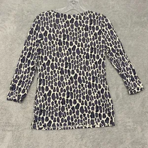 Boden Womens 4 Gray White Animal Print Tee 3/4 Sleeve Cotton Lyocell Shirt W0094 thumbnail 7