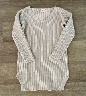 . Beige Tan Sweater Dress Tunic Long Sleeve thumbnail 1