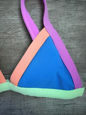 NWOT ONEONE Swimwear Colorblock Kameron Top in Sz M thumbnail 2