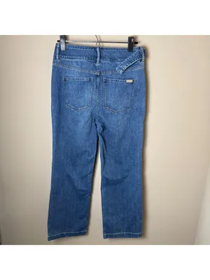 White House Black Market Wide Leg Crop Jeans Womens 2 WHBM Denim Pants Belted thumbnail 2