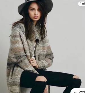 Free People Starlight Shadow Wool Blend Poncho Cardigan Size Small thumbnail 1