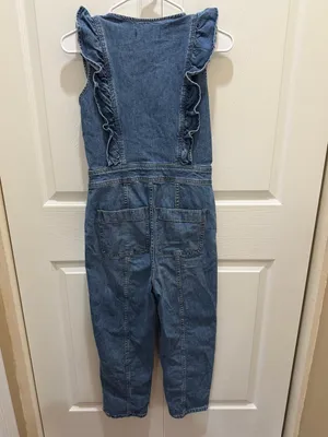 Madewell Denim Ruffle-Sleeve Zip-Front Jumpsuit Stretch Indigo 00 thumbnail 6