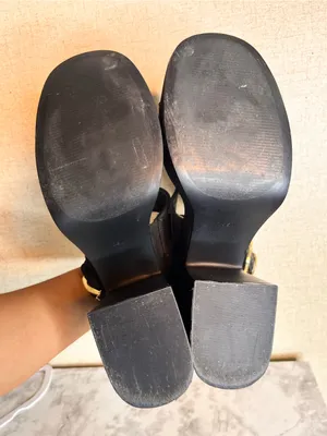 Steve Madden Black Platform Block Heel Sandals with Gold Buckle thumbnail 8