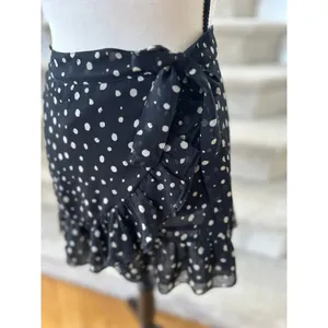 Urban Outfitters Black White Polka Dot Ruffle Hem Mini Skirt Whimsygoth Fairy thumbnail 3