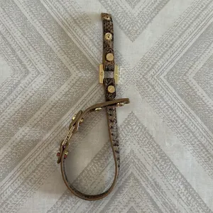 Tory Burch Brown/Tan Animal Print Leather w/ Gold Grommets Double Wrap Bracelet thumbnail 2