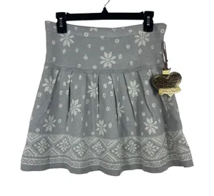 Princess Vera Wang Pleated Gray Sparkle Snowflake Knit Sweater Skirt M NWT thumbnail 1